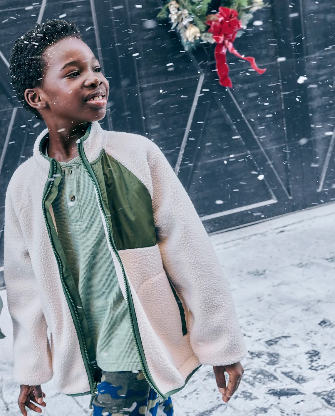 Kids Contrast Sherpa Utility Zip Up Jacket - cream | The Children's Place