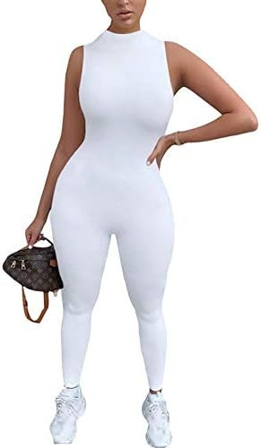 LuFeng Women's Sexy Sleeveless Zipper Bodycon Party Club Long Rompers Jumpsuit | Amazon (US)