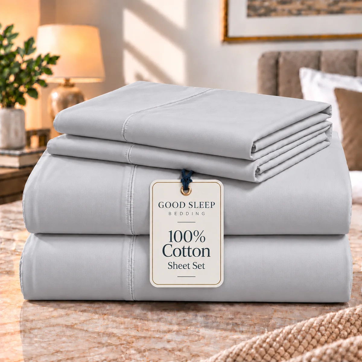 100% Cotton 800 Thread Count Twin XL Size 4-Piece Sheet Set, Light Gray | Wayfair North America