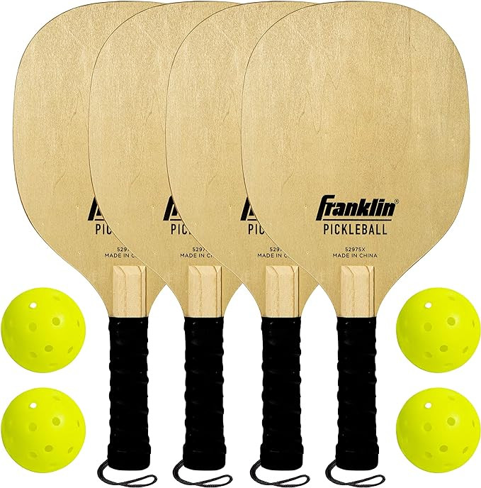 Franklin Sports Wooden Pickleball Paddle and X-40 Pickleball Set - Includes (4) Wooden Paddles an... | Amazon (US)