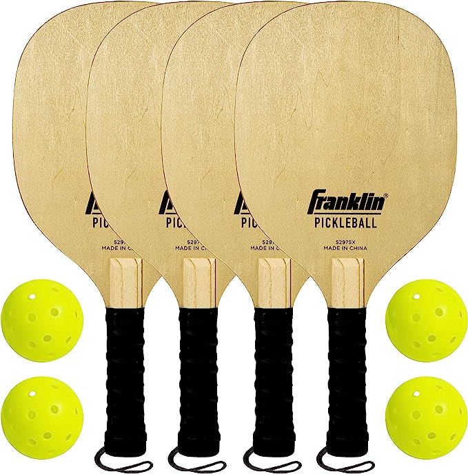Franklin Sports Wooden Pickleball Paddle and X-40 Pickleball Set - Includes (4) Wooden Paddles an... | Amazon (US)