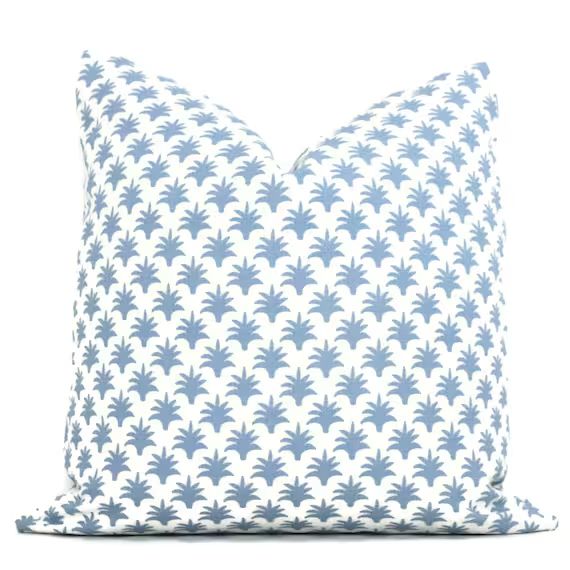 Blue and white Mini Palm Decorative Pillow Cover, Throw Pillow, Accent Pillow, Pillow Sham  blue ... | Etsy (US)
