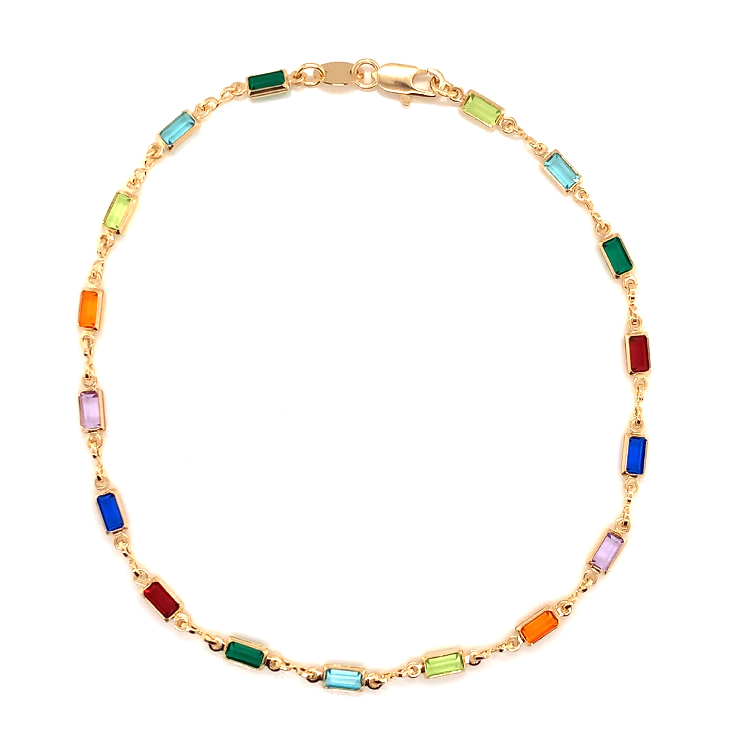 Rose Rectangle Gemstone Anklet | MaLi Beads
