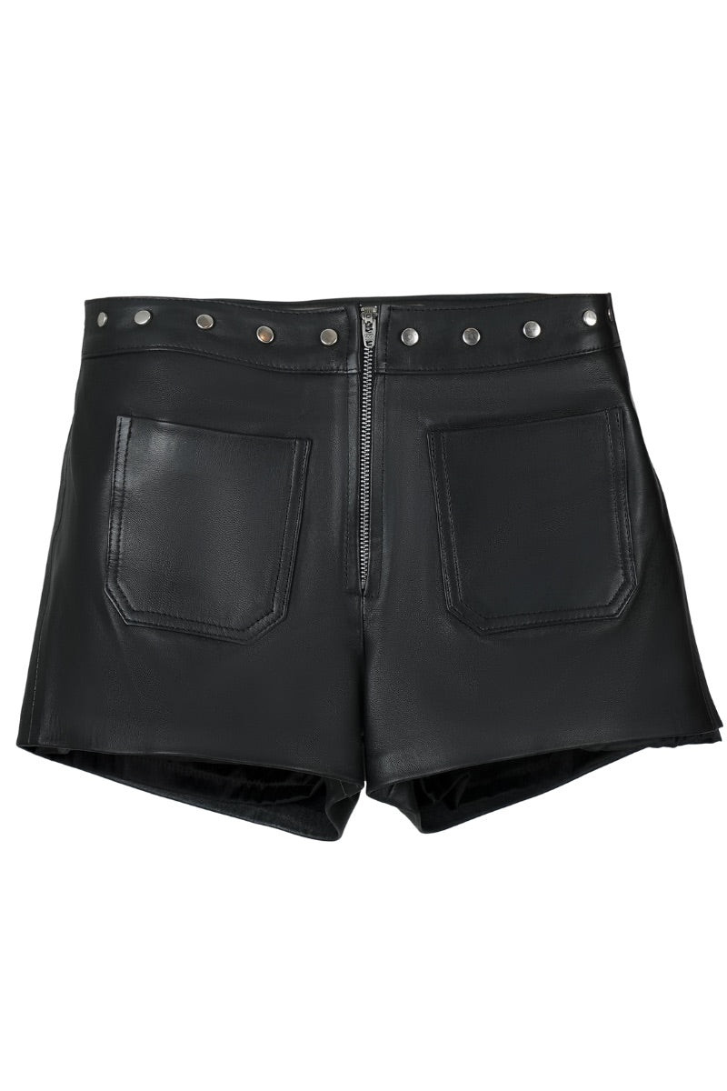 STERLING LEATHER SHORTS IN BLACK | Double A | CULT MIA | CULT MIA UK LTD