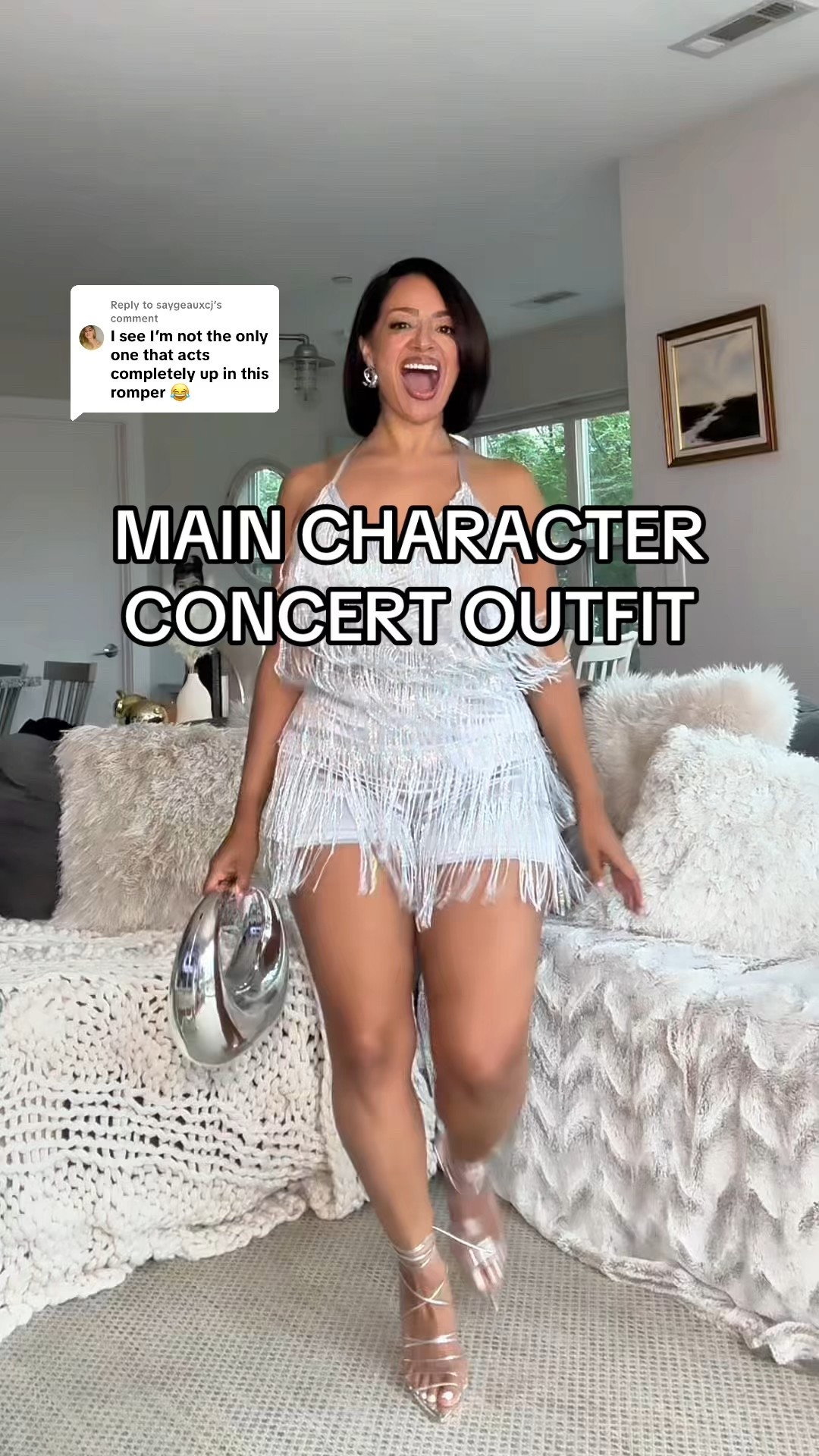 ALL SILVER SLAY ✨ Perfect concert outfit for when you want to serve all the main character energy 🪩 

Sizing ⬇️

5’3 
Size 8 / Medium
Bust: 34DDD
Waist: 28”
Hips: 43”
Wearing Size 8-10

over 40, millennial, petite, petite curvy, curvy, size 8, midsize, cowboy carter outfit, silver outfit, concert outfit, fringe romper 

#LTKMidsize #LTKStyleTip #LTKFindsUnder50