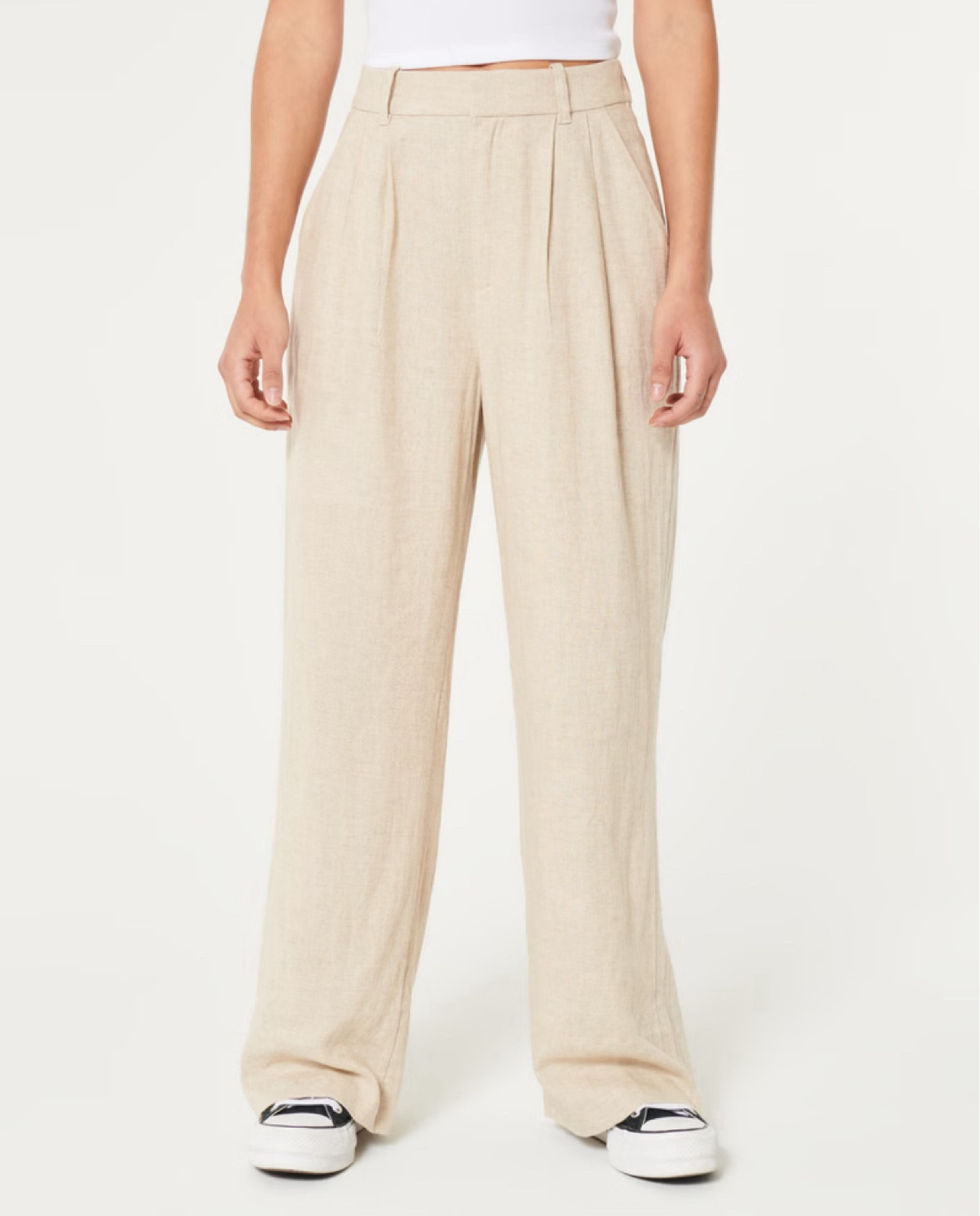 HOLLISTER LIVVY ULTRA HIGH-RISE LINEN-BLEND WIDE-LEG PANTS Sale!! $20 