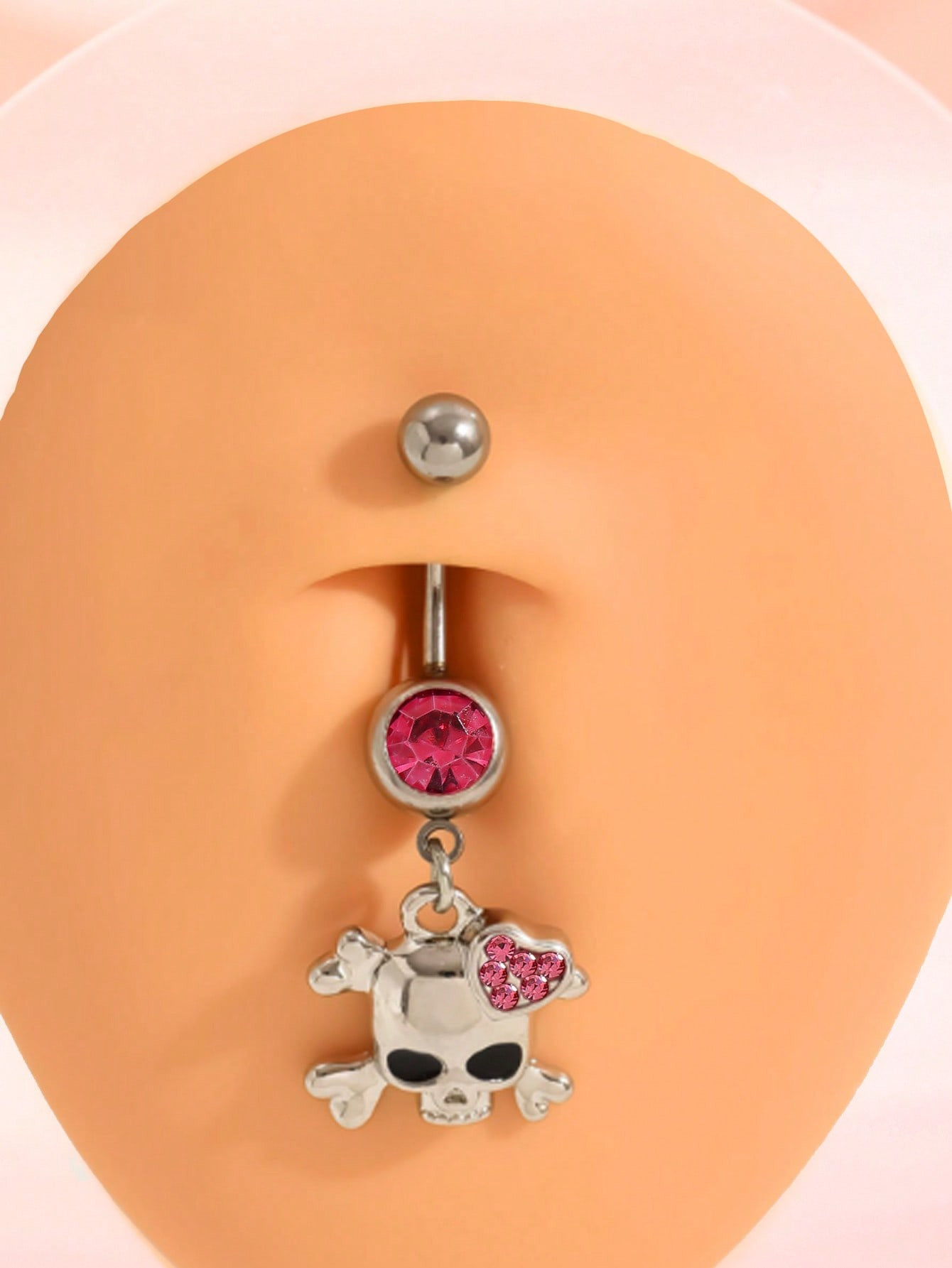 1pc Stainless Steel Rhinestone Skull Navel Ring, Suitable For Daily Wear, Music Festivals, Halloween | SHEIN