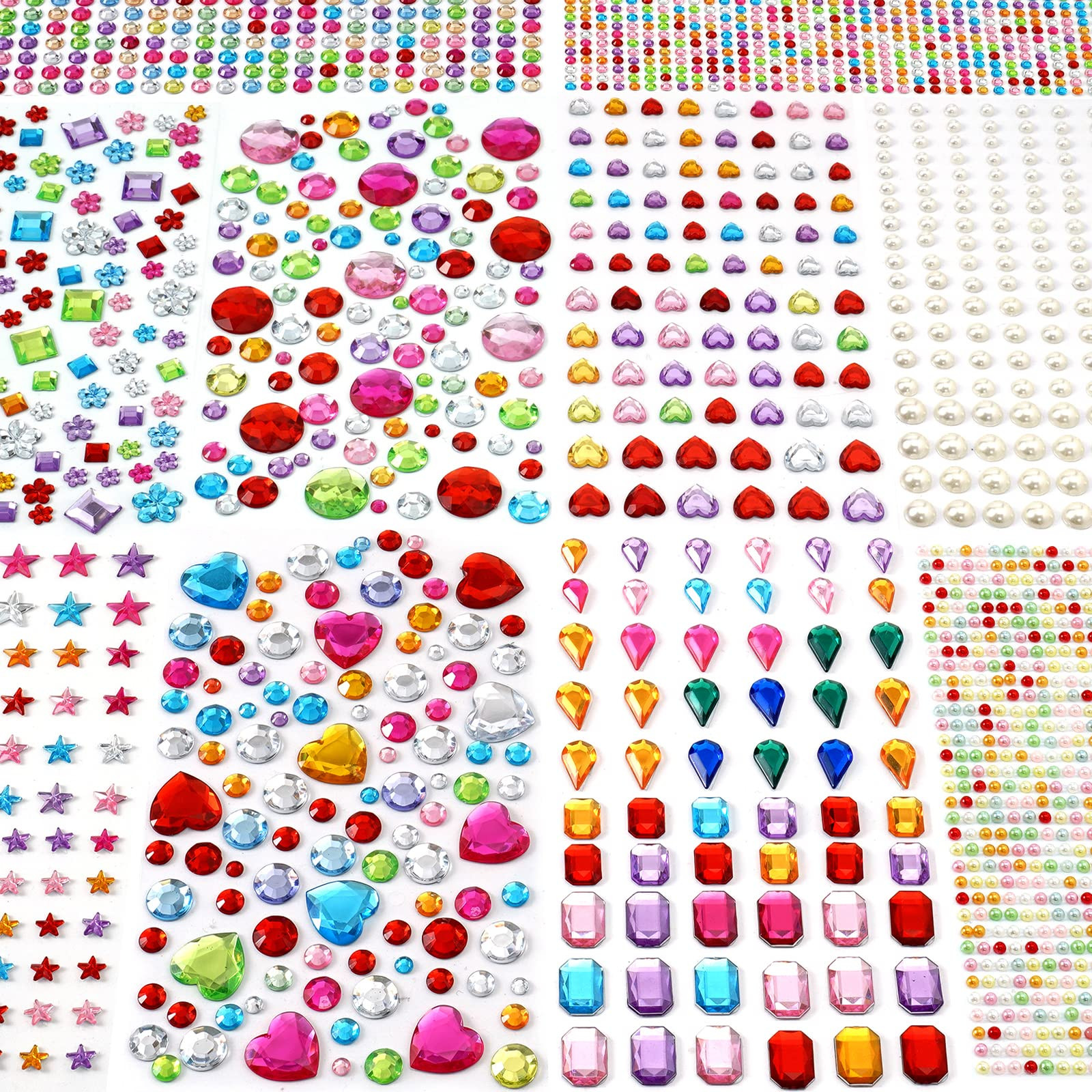 2774pcs Gem Stickers Jewels for Crafts - Self Adhesive Rhinestone Jewel Stickers, Stick on Gems R... | Amazon (US)