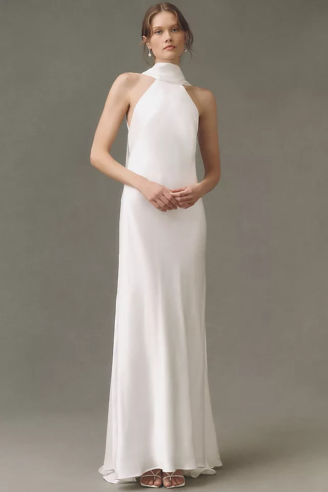 Satin Halter-Neck Maxi Dress | Anthropologie (US)