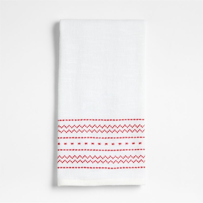 Holiday Cross Stitch Dish Towel | Crate & Barrel | Crate & Barrel