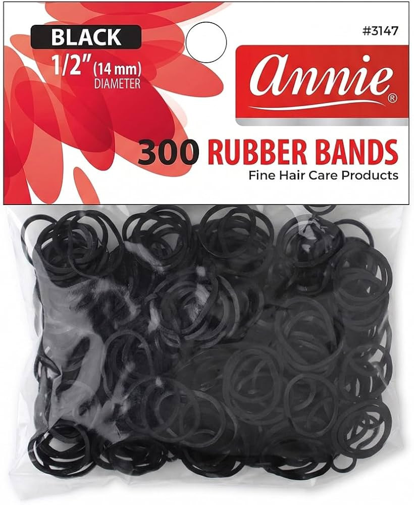 Annie Rubber Bands 14mm, 300 Count Black Elastic Hair Ties for Braids, Ponytails & Styling, Soft ... | Amazon (US)