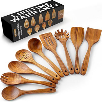 9-Piece Natural Teak Wooden Utensils for Cooking | Macy's