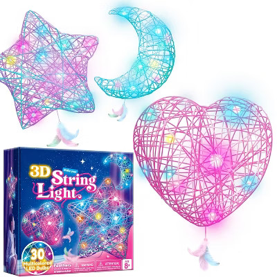 Joyfy 3D String Art Kit for Kids, 3 Pack String Light with 30 Multi-Colored LED Bulbs, DIY Arts &... | Target