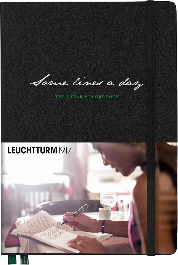 LEUCHTTURM1917 343552 Some lines a day, 5-Jahres-Buch Medium (A5), Schwarz mit grünem Lesezeiche... | Amazon (DE)