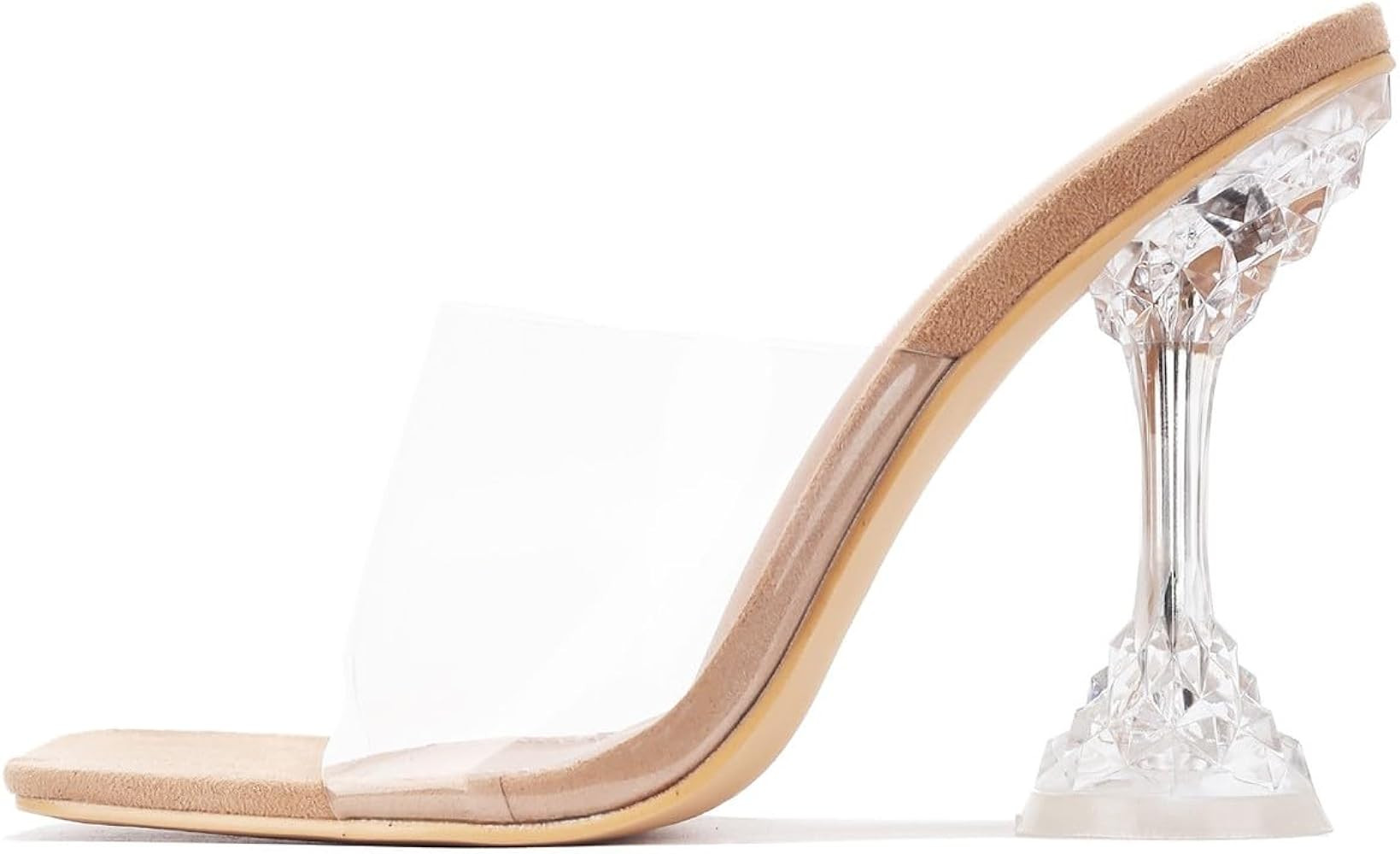 Cape Robbin Ahmee Sexy Clear Heels for Women - Sexy Square Toe Transparent Heels - Women's Chunky... | Amazon (US)