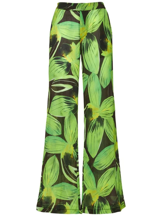 Wide leg printed creponne pants | Luisaviaroma