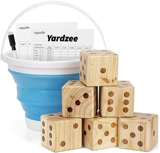 ropoda 3.5" Giant Wooden Yard Dice Set for Outdoor Fun, Barbeque, Party Events, Backyard Games, L... | Amazon (US)