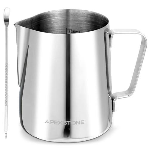Apexstone 12 oz Espresso Steaming Pitcher Silver, Coffee Milk Frothing Cup Silver, Coffee Steaming Pitcher 12 oz/350 ml | Amazon (US)
