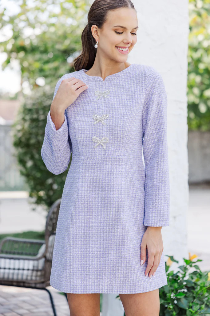 Speak Up Lavender Tweed Dress | The Mint Julep Boutique