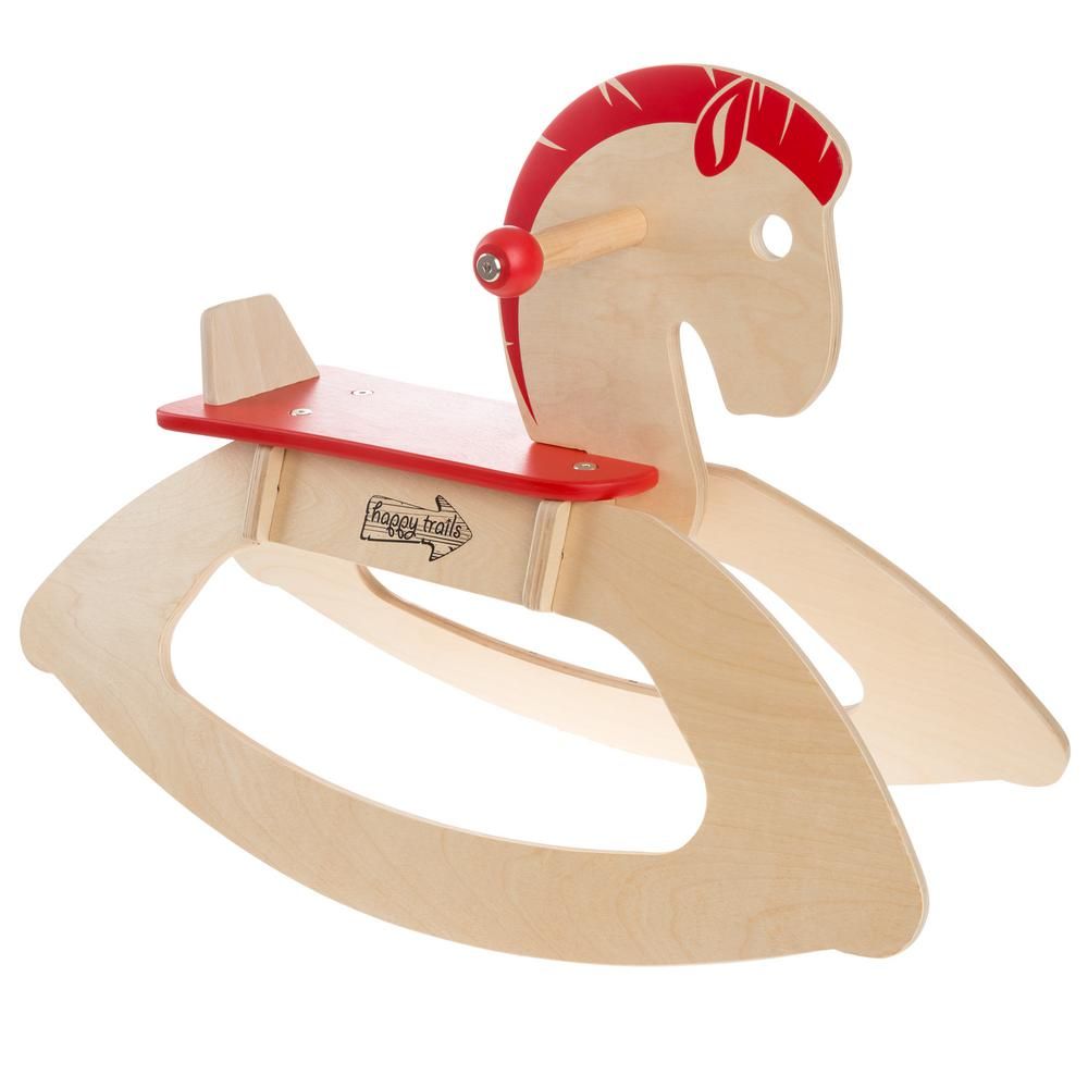 Happy Trails Wooden Rocking Horse, Reds / Pinks | The Home Depot