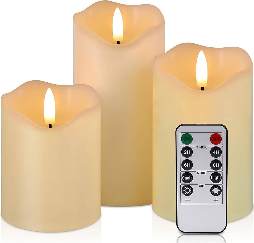 VIEWELLD Flickering Flameless Candles with Remote and Timer, Realistic LED Candles, Battery Opera... | Amazon (US)