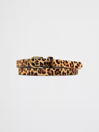 Vegan Leopard Pony Hair Skinny Belt | Banana Republic Factory