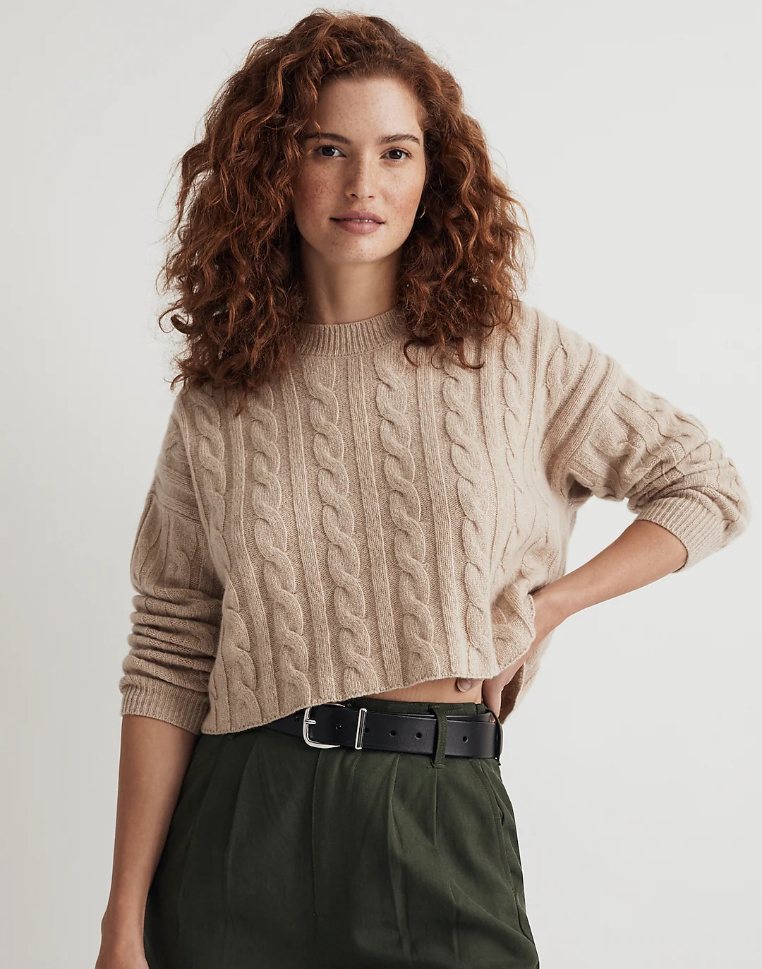 (Re)sourced Cashmere Cable-Knit Crop Sweater | Madewell
