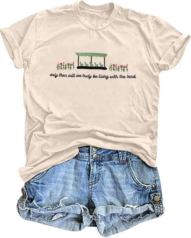 JINTING Magic Kingdom Shirt for Women Living with The Land T-Shirt Embroidered Graphic Tee Trip V... | Amazon (US)