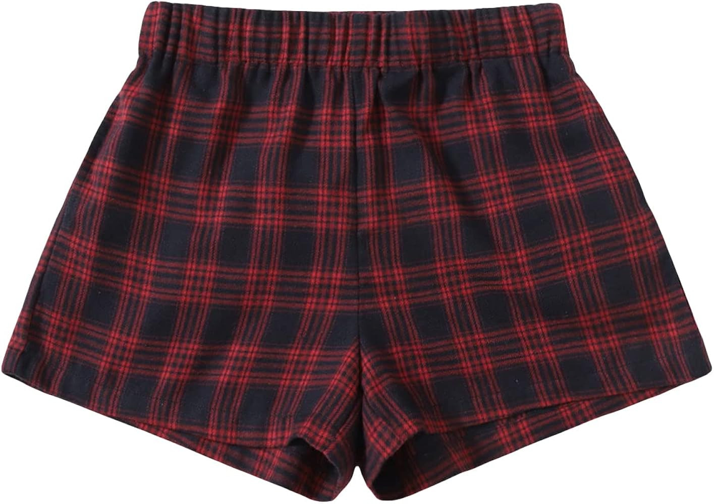 MakeMeChic Women's Elastic Waisted Plaid Shorts Lounge Pajama Shorts | Amazon (US)
