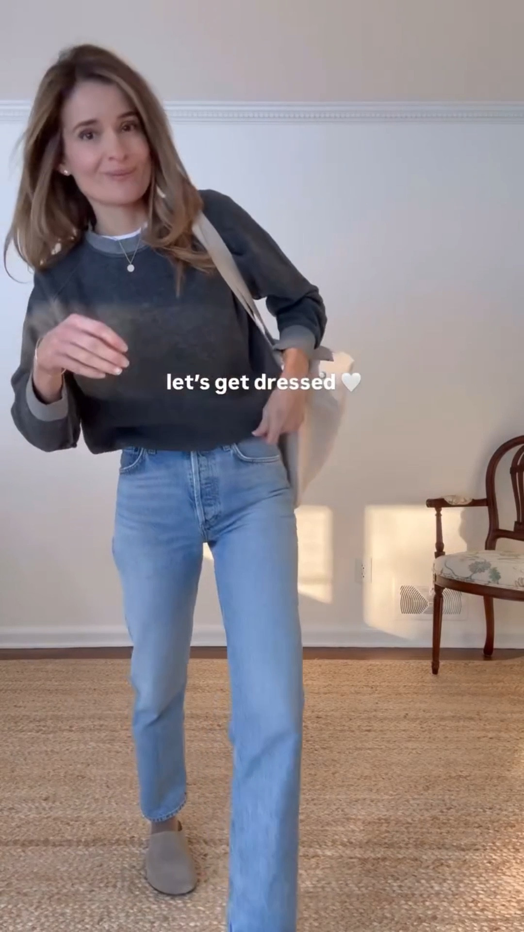 An easy outfit to finish the week ❤️ T-shirt, crewneck sweatshirt & jeans ☕️

@perfectwhitetee reversible crewneck sweatshirt is such a good find — the prettiest color and that slightly oversized fit that feels relaxed but still pulled together. It’s the kind of layer you’ll reach for on repeat, worn solo or thrown over a tee • @perfectwhitetee Harley is my favorite all around white tee • @Agolde 90’s my favorite straight leg jeans. Went with a light wash today to contrast against the darker sweatshirt • @alexmill tote is the perfect casual tote for everyday outfits • trying on my NEW @Steve Madden US Taupe Suede clogs. Calling it now… we’re all going to be obsessed. And the price is so good! 

Sizing notes: sweater - sized up 2 to a large for an oversized fit (love that it's fully reversible!), tee: sized up 1, to a medium. Jeans: run tts in a 25. Clogs: run tts in a 7 (obsessed!!) 

❤️ Follow along for easy, everyday outfit inspo.

#ootd #outfitoftheday #everydaystyle #outfitideas #effortlessstyle

#LTKootd #LTKSeasonal #LTKgrwm