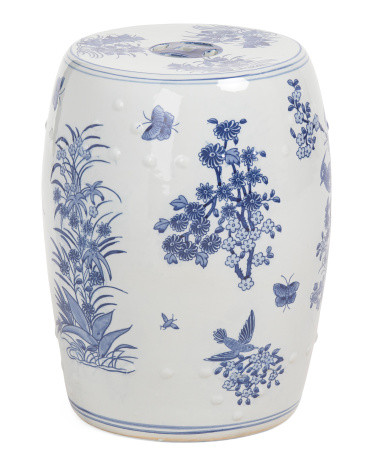 13x17 Indoor Outdoor Floral Birds Porcelain Stool | TJ Maxx
