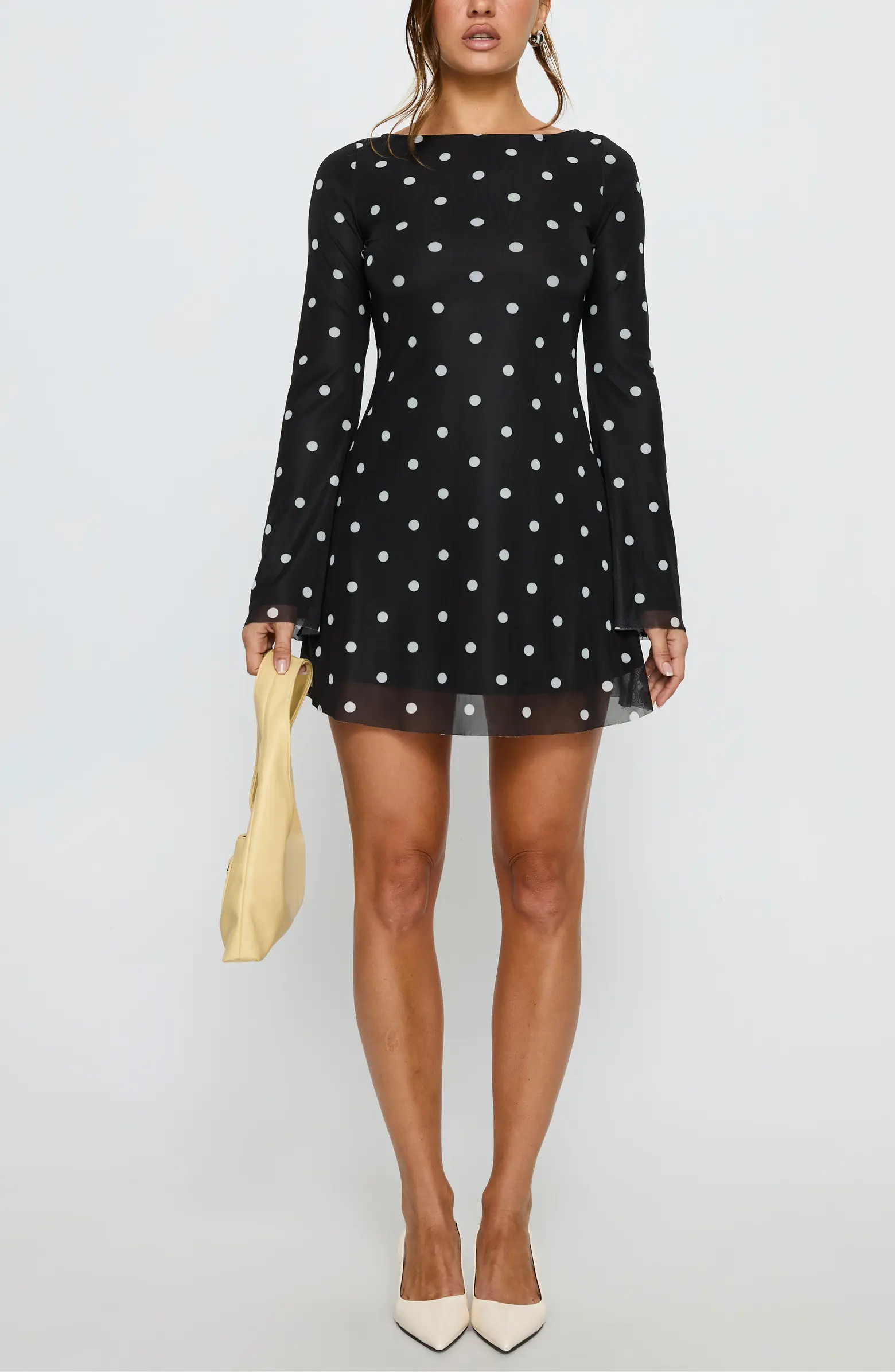 Lukea Polka Dot Long Sleeve Mesh Minidress | Nordstrom