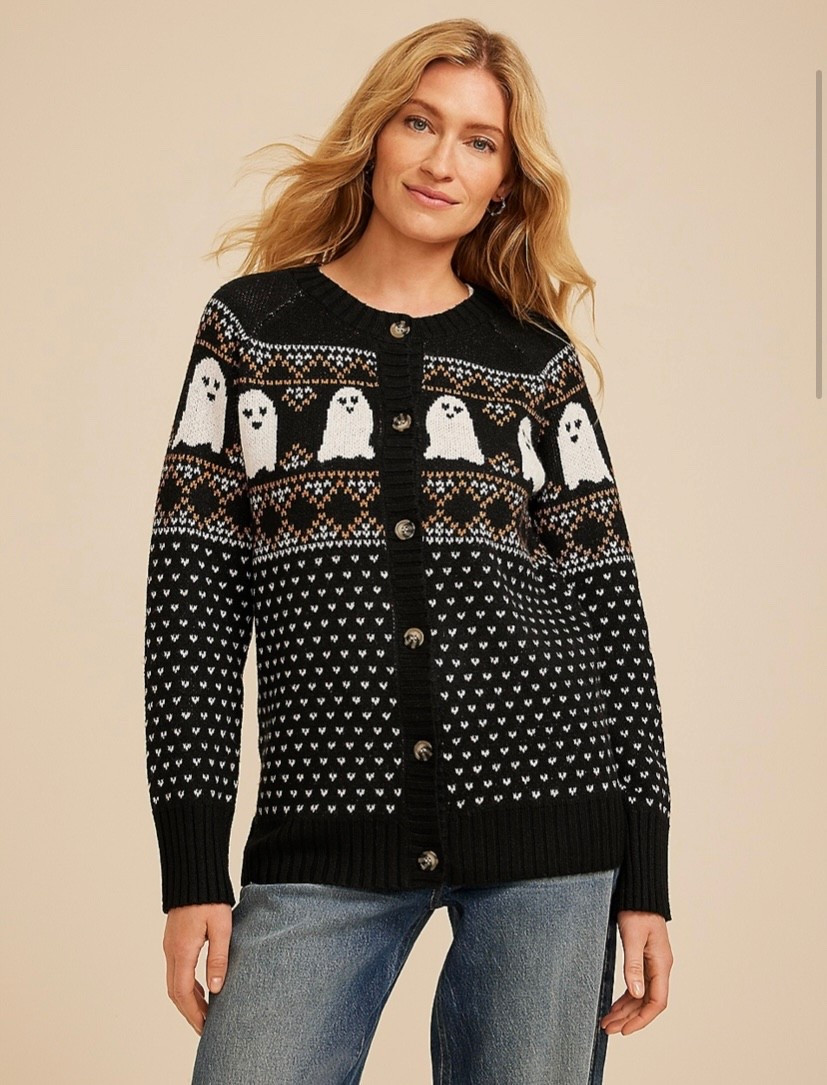 Halloween sweater 
Ghost fair isle sweater 

#LTKFindsUnder50 #LTKStyleTip #LTKSeasonal