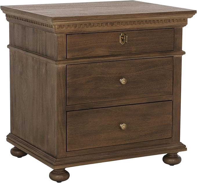 SAFAVIEH Couture Home Collection Allisyn Brown 3-Drawer Wood Nightstand Table (Fully Assembled) | Amazon (US)