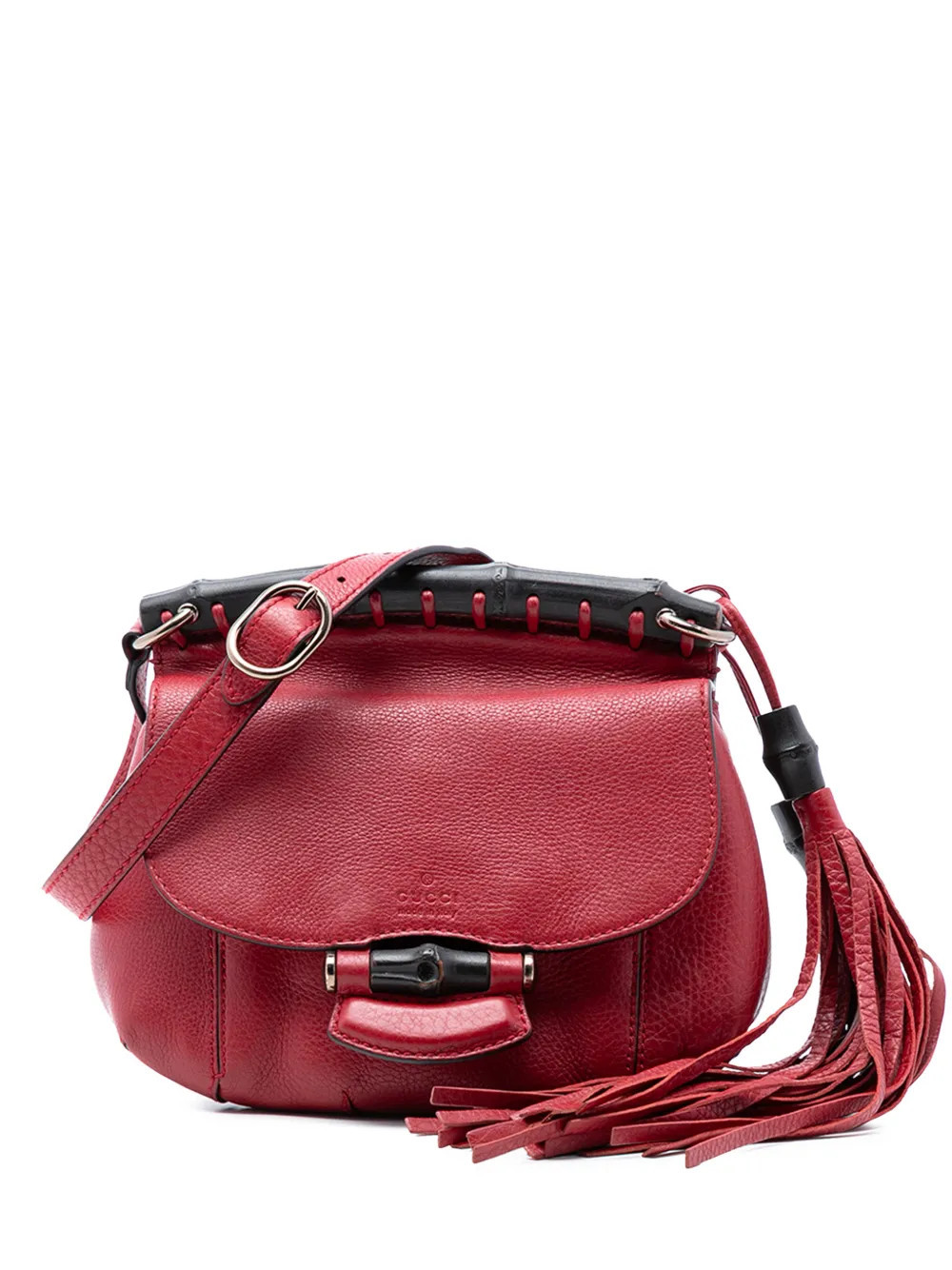 Gucci Pre-Owned 2016-2025 Small Leather Bamboo Nouveau Fringe crossbody bag - Red | Farfetch Global