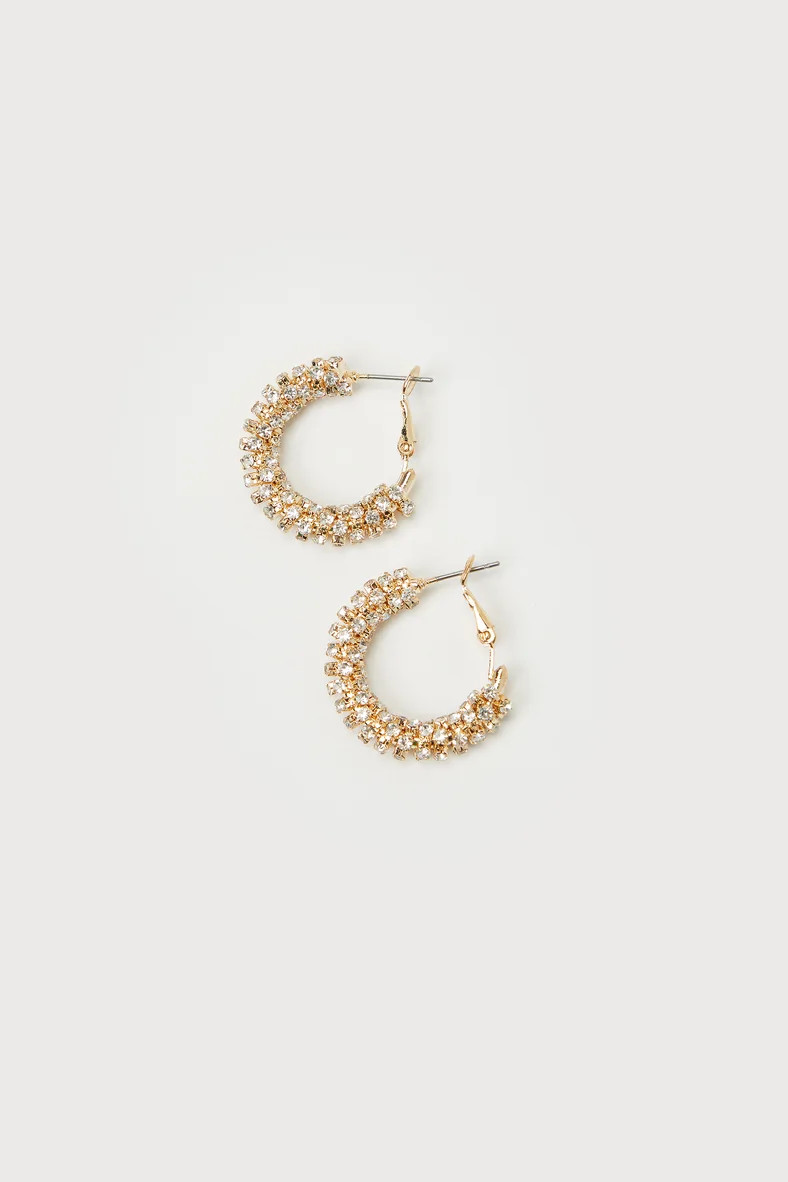 Sophisticated Glow Gold Rhinestone Hoop Earrings | Lulus