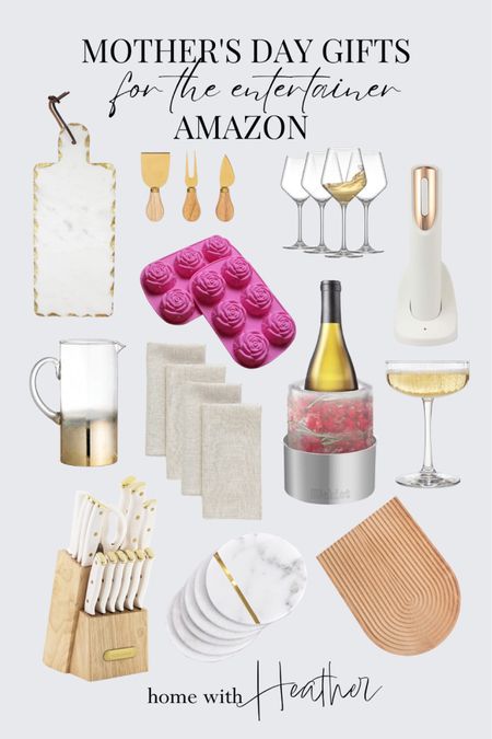 Mother’s Day Gifts for the Entertainer from Amazon!

Rose flower ice cube tray mold, gold ombré glass pitcher, paneled cocktail glass set, drink ware, cocktail glasses, Italian white wine glass set, decorative marble cutting board, cheese board, cheese knife set with oak wood handle, Faberware knife block set, knife set, marble coasters for drinks, light natural linen napkin set, electric wine opener with charging base, decorative wood charcuterie board, ice mold champagne bucket.

Amazon gifts, gift ideas for mom. 
#mothersday #giftguide #mom

#LTKFind #LTKstyletip #LTKGiftGuide