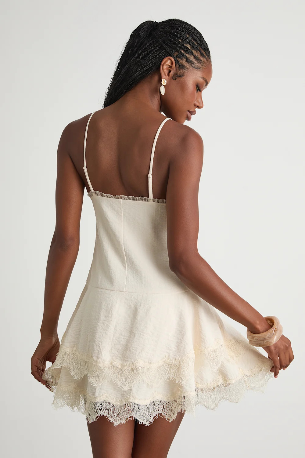 Sahima Cream Lace Tiered Mini Dress | Lulus