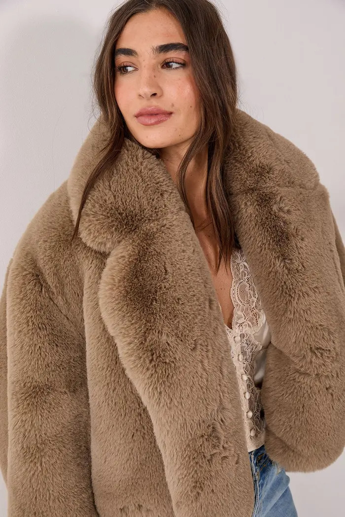 NASTY GAL Cropped Collar Faux Fur Jacket | Nordstrom | Nordstrom
