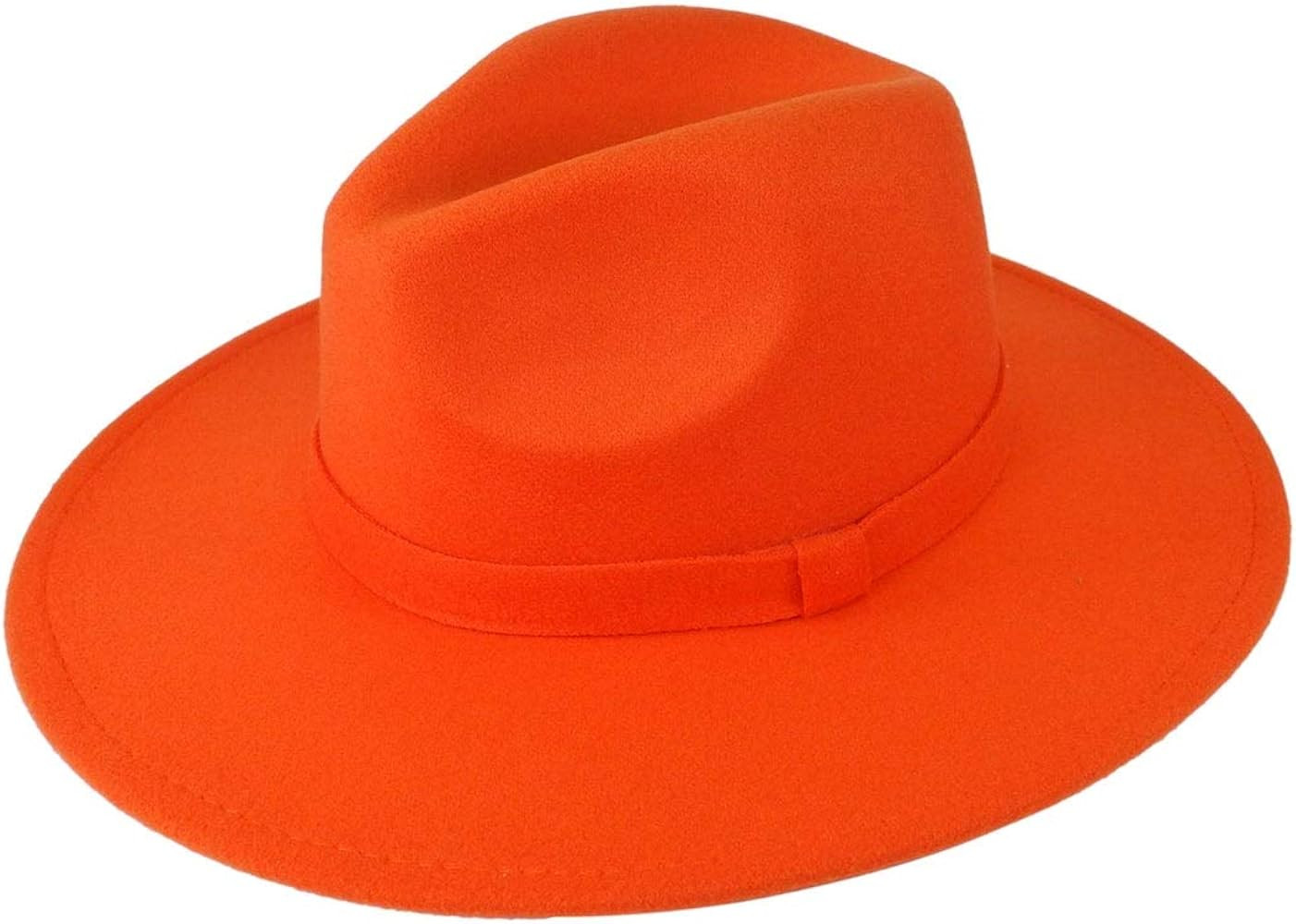 Mrlahat Women and Men Flat Wide Brim Warm Felt Fedora Hat Retro Style Panama Hat (Orange) at Amaz... | Amazon (US)
