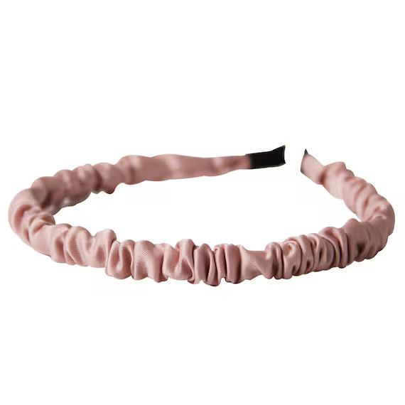 Narrow Pink Ruched Headband - Etsy | Etsy (US)