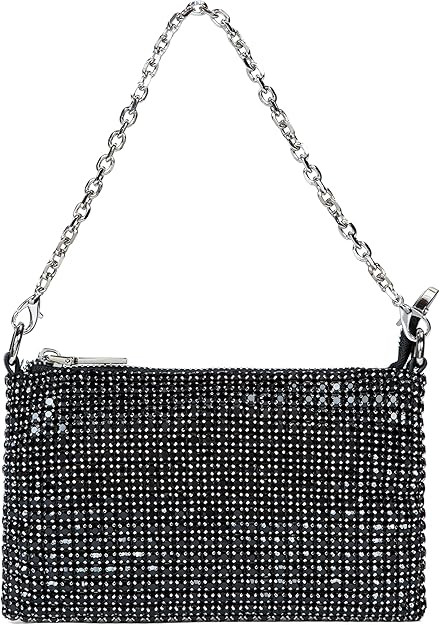 Rhinestone Purse Silver Evening Bag Sparkly Purse Silver Bags for Women | Amazon (US)