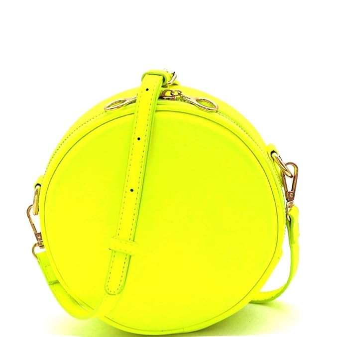 Trendy Pop Neon Color PU Leather Medium Roomy Round Crossbody Side Shoulder Bag Casual Party Trav... | Amazon (US)