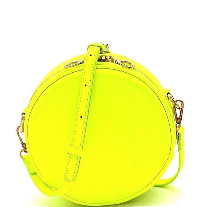 Trendy Pop Neon Color PU Leather Medium Roomy Round Crossbody Side Shoulder Bag Casual Party Trav... | Amazon (US)