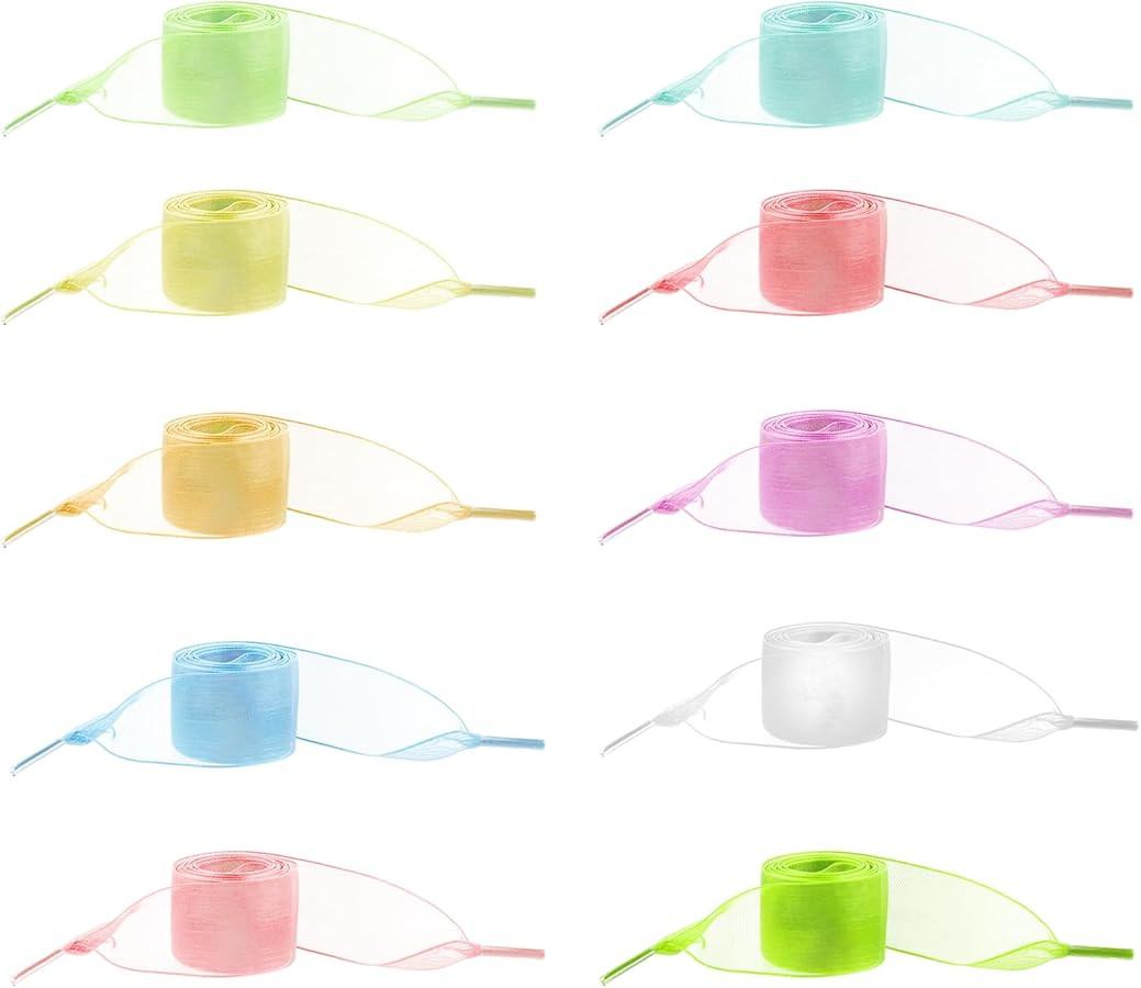 10 Pairs Shoe Laces, Soft Silk Satin Shoelaces Snow Yarn Fashion Ribbon Shoestrings Colorful Shoe... | Amazon (US)