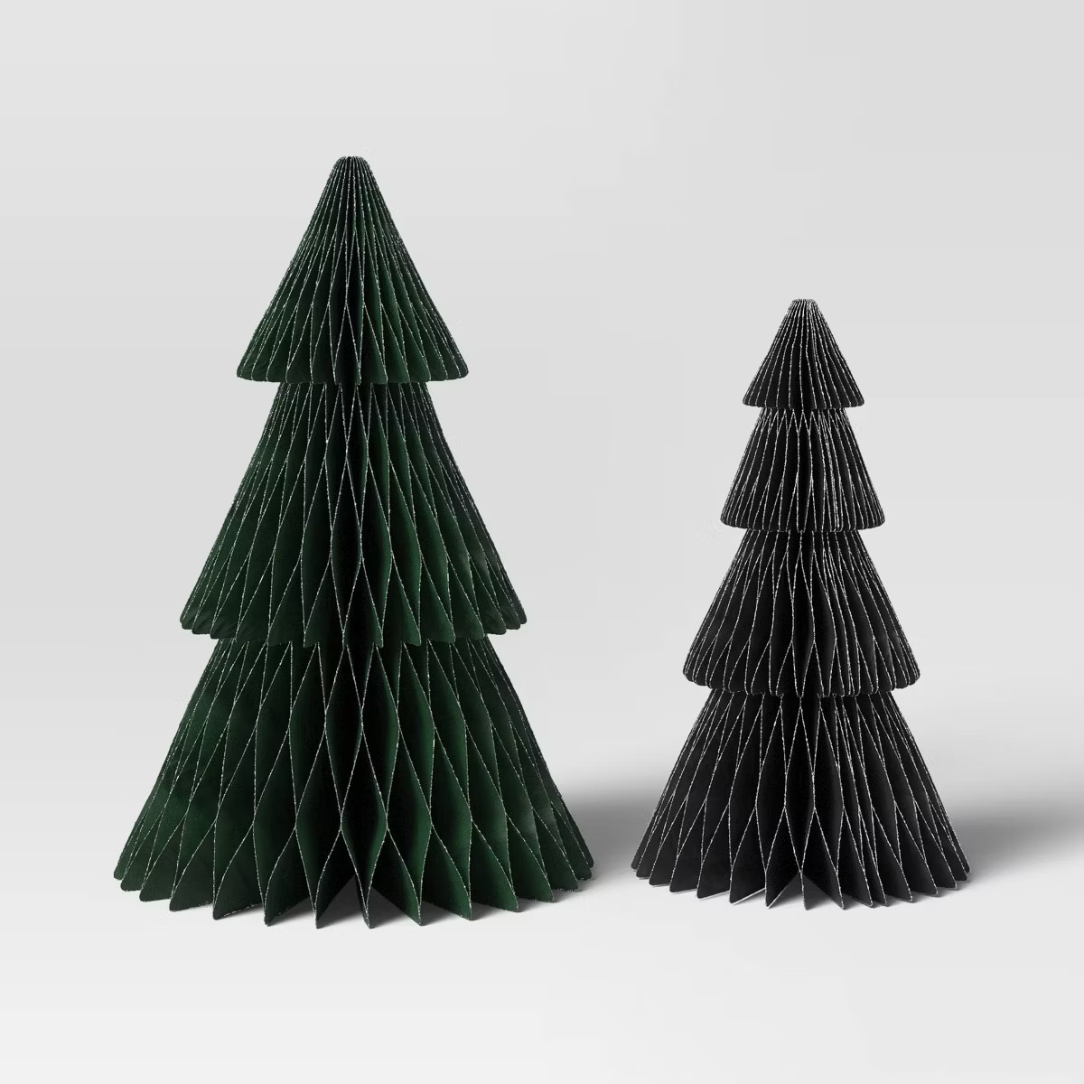 2pc Paper Honeycomb Tree Christmas Figurine Set - Wondershop™ Green/Black | Target