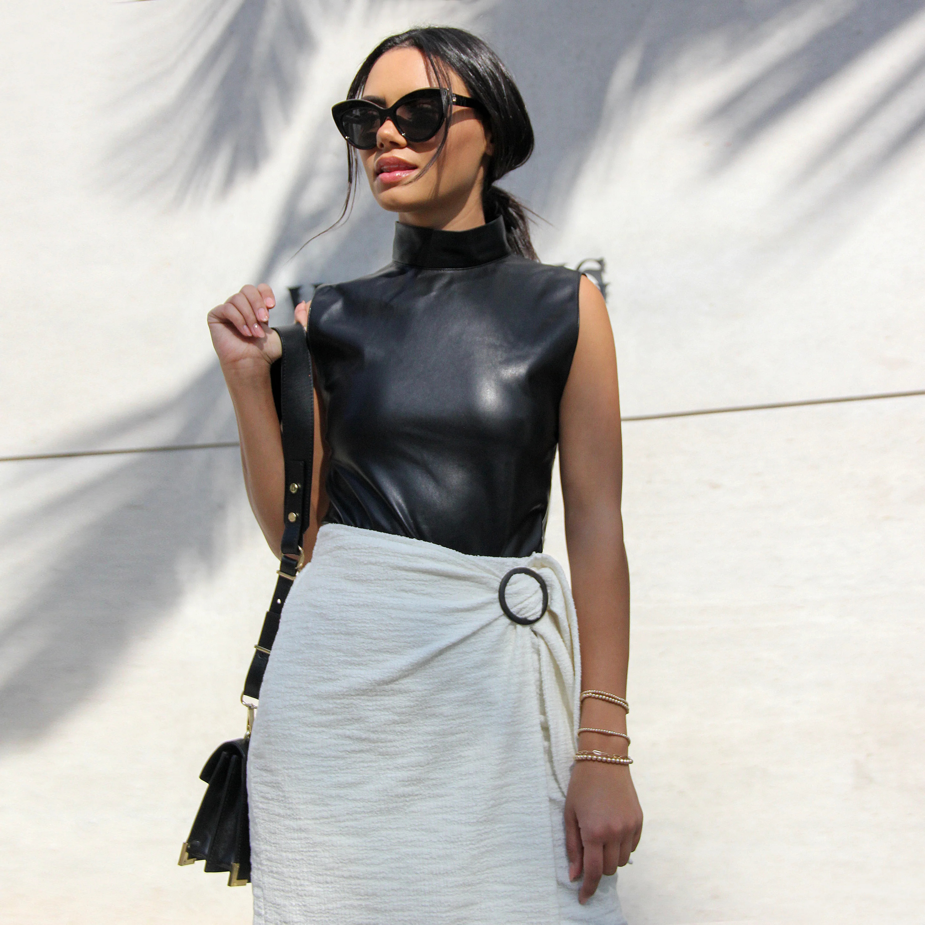 FAUX-M-G VEGAN LEATHER BODYSUIT BLACK | Steve Madden (US)