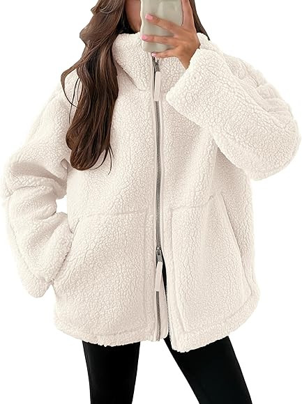 ANRABESS Womens Fleece Jacket Oversized Zip Up Sherpa Fuzzy Casual Coats Winter Fall Outerwear 20... | Amazon (US)