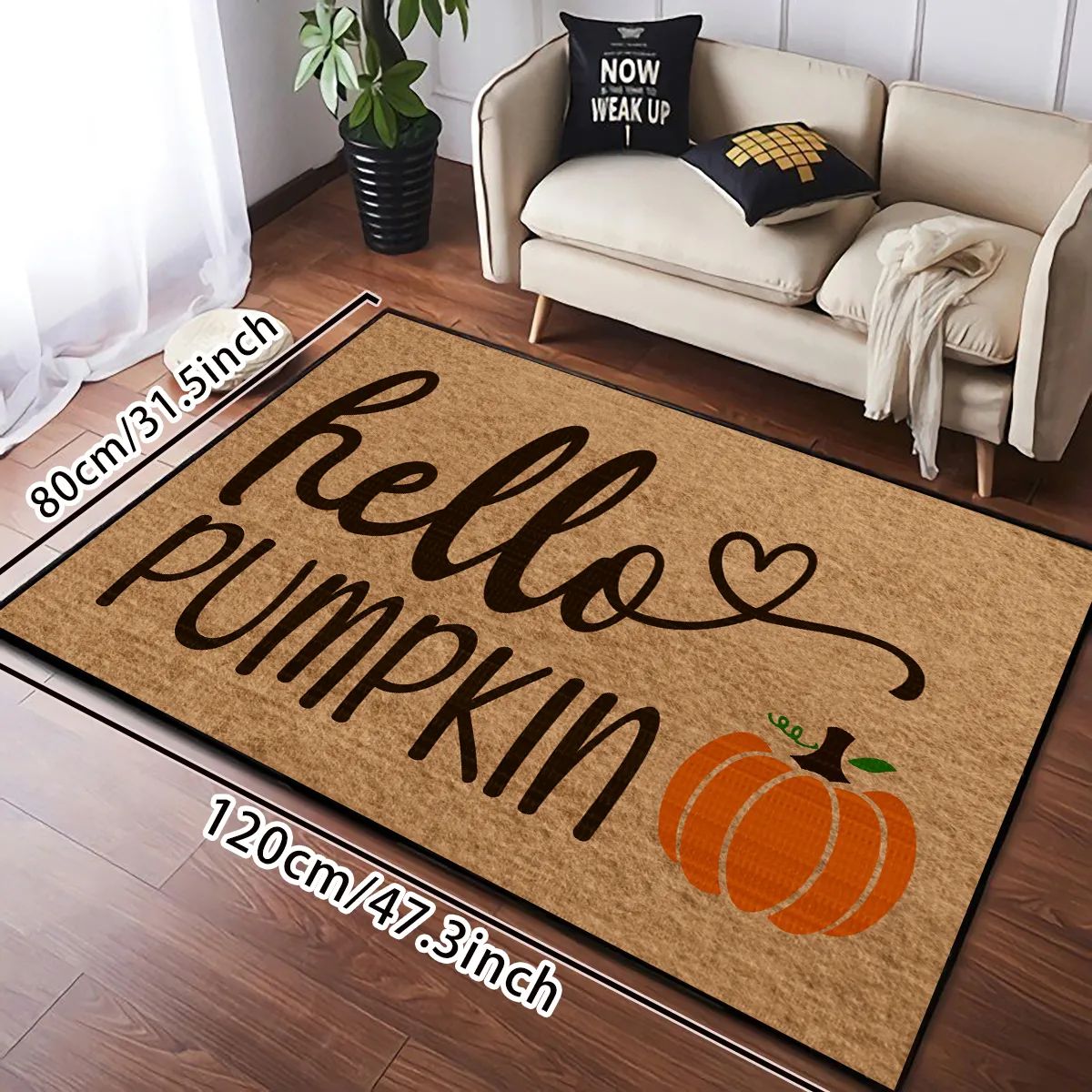 1pc "Hello Pumpkin" Watercolor Pumpkin Decoration Kitchen Mat With Black Stripes - Soft, Non Slip... | Temu Affiliate Program