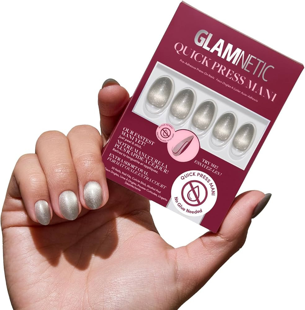 Glamnetic Quick Press Mani - No Glue Press On Nails, Just Peel and Stick, Oval Extra Short Nails,... | Amazon (US)
